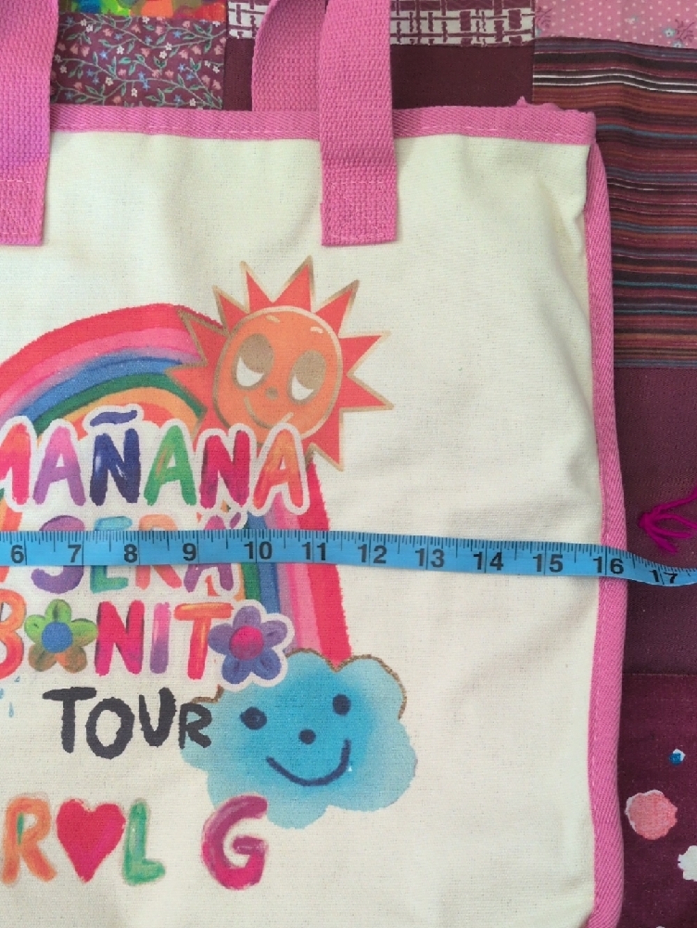 Karol G Mañana Será Bonito Tour Canvas Tote with Pink Trim - Picture 3 of 9